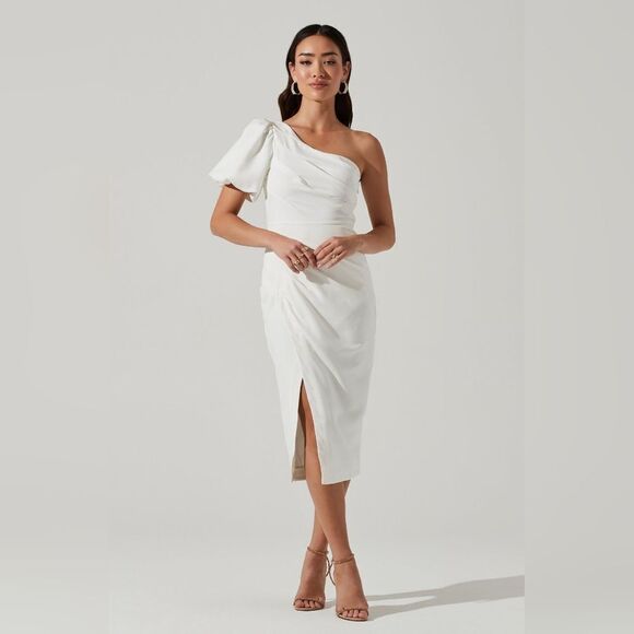 NWOT ASTR JOELLE ONE SHOULDER MIDI DRESS - Picture 4 of 8